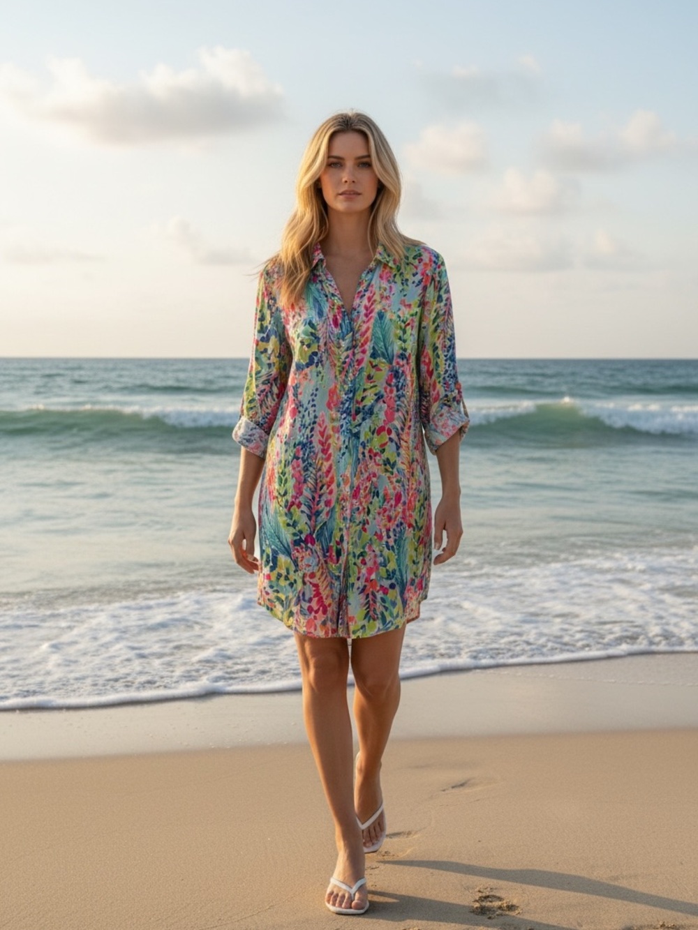 Lilly Pulitzer Elsa tunic/dress Multicolor Floral Mini Dress - Pink, Blue, Green - Picture 2 of 5